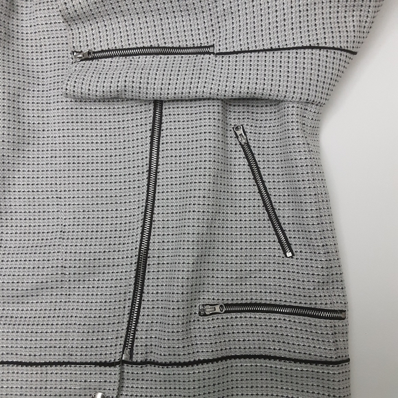 NWT Badgley Mischka Tweed Moto Jacket Grey Multi  Large - Picture 11 of 15